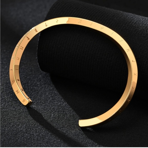 New Gold Nordic Viking Cuff Twist Bracelet - Picture 2 of 10